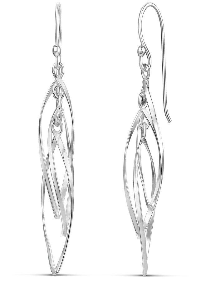 MILLA Teardrop Earrings - Designer Silver Statement Earrings or Gold Dangle Earrings for Women Trendy Upscale Sterling Silver Wire Dangly Earrings (Linear Swirl/Sterling Silver Plated) - Image 1